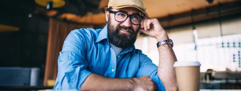 A business owner sitting at a table