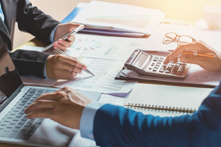 teamwork accountant working in office for audit budget. business concept finance and accounting